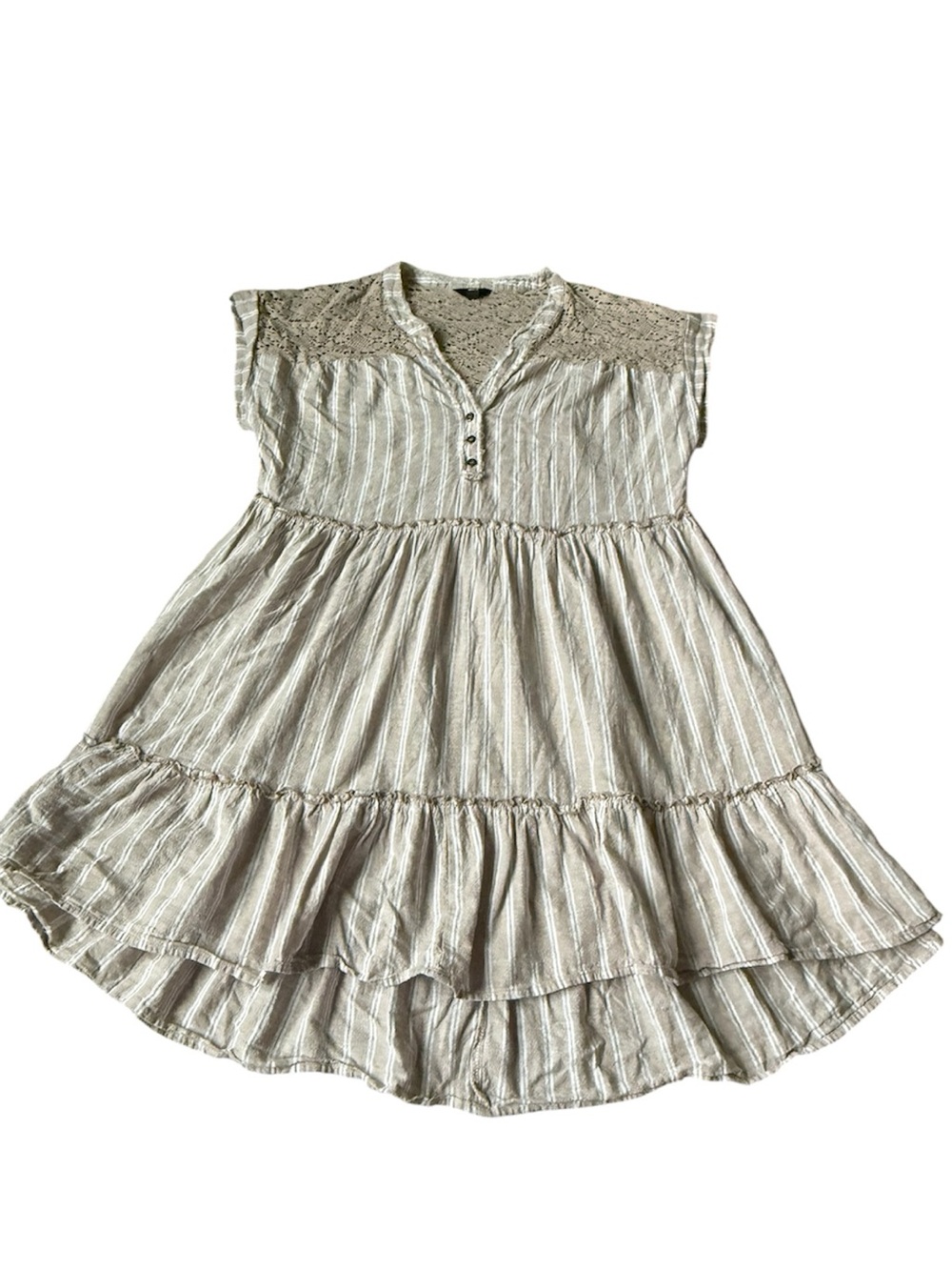 FRYE Boho Tiered Linen-Blend Midi Babydoll Dress